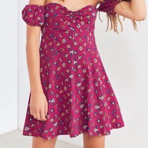 EUC Urban Outfitters Kimchi Blue Purple Floral Mini Dress Medium